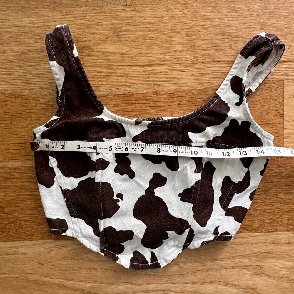 Brown and White Cow Print Crop Top